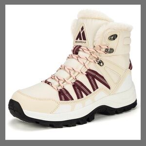 Mishansha Women's Cream and Maroon Winter Boots